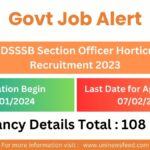 Delhi DSSSB Section Officer Horticulture Recruitment 2023