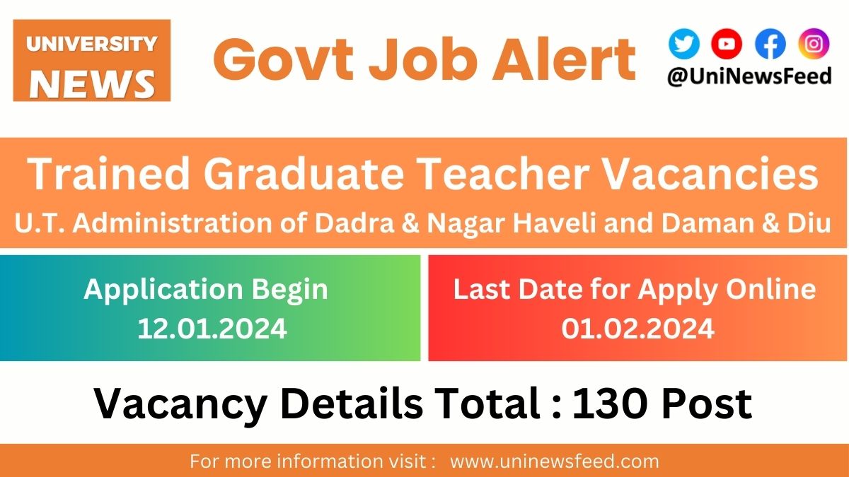 Trained Graduate Teacher Vacancies- U.T. Administration of Dadra & Nagar Haveli and Daman & Diu