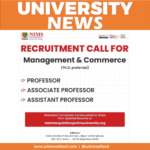 NIMS University recruitment, NIMS University faculty positions, Management and Commerce jobs, Professor vacancy Rajasthan, Associate Professor job, Assistant Professor job, teaching jobs in Rajasthan, academic recruitment, Ph.D. faculty positions, NIMS Jaipur careers, university teaching jobs